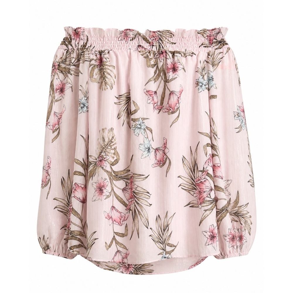 NWT White House Black Market Pink Floral Off Shoulder Blouse Small Romantic